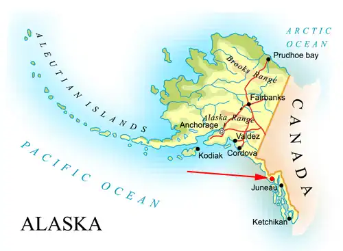 Landkarte von Alaska - Glacier-Bay-Nationalpark