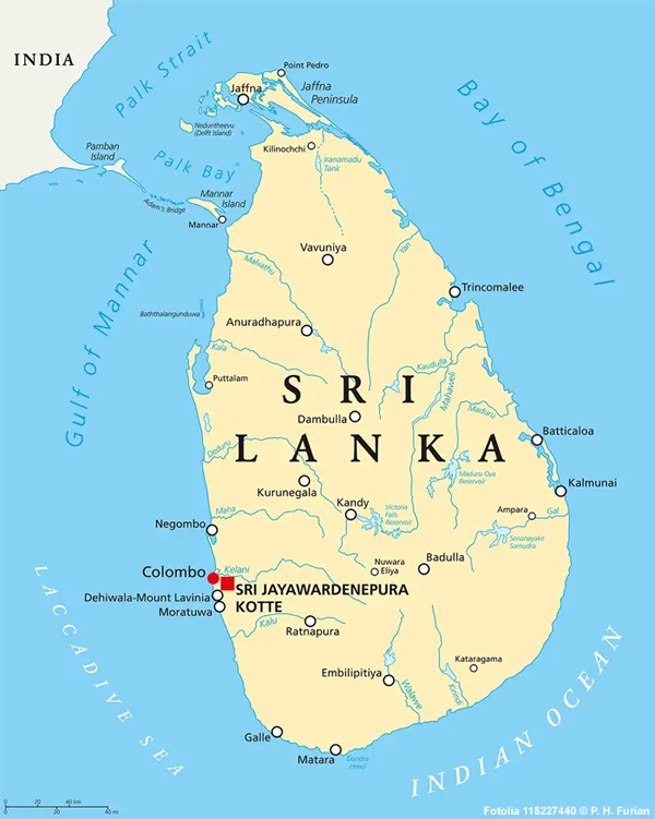 Landkarte von Sri Lanka