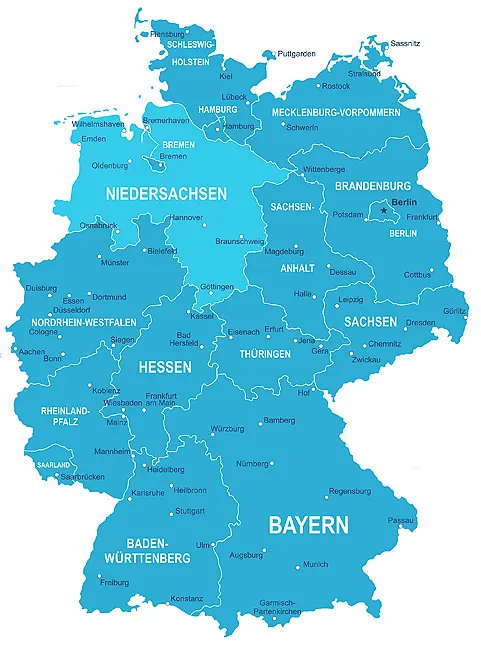 Landkarte von Deutschland - Niedersachsen