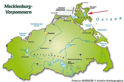 Landkarte Mecklenburg-Vorpommern - Rügen