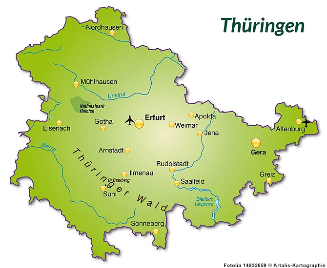 Landkarte von Thüringen