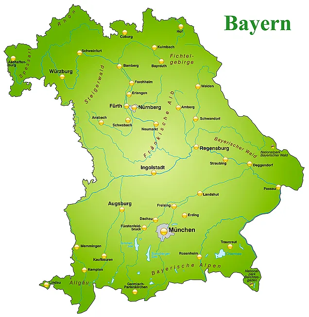 Landkarte von Bayern