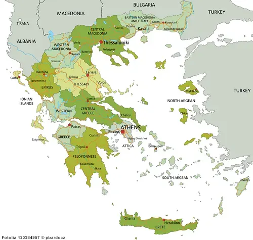 Landkarte von Griechenland in der Ägäis