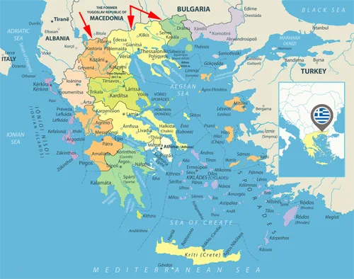 Landkarte Griechenland - Region Makedonien