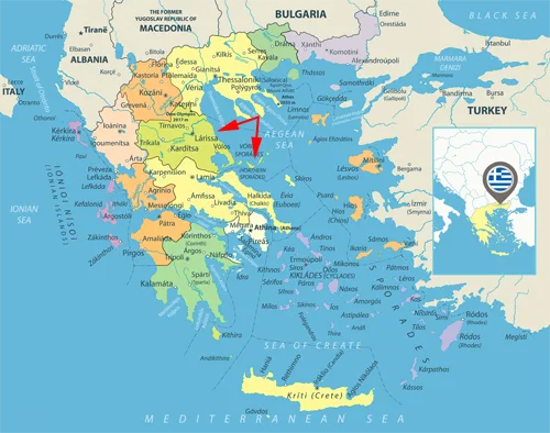 Landkarte Griechenland - Region Thessalien