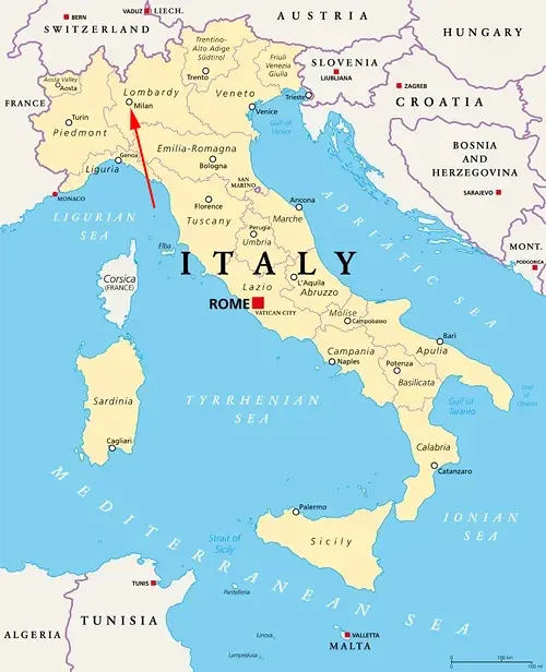 Landkarte von Italien - Mailand Lombardei