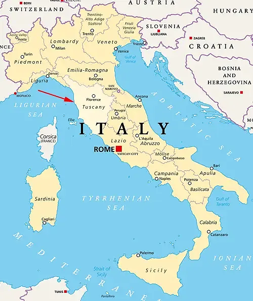 Landkarte von Italien - Toskana