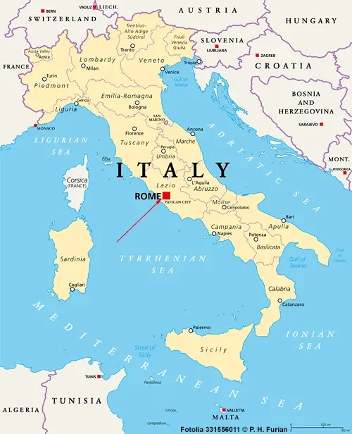 Landkarte von Italien - Rom