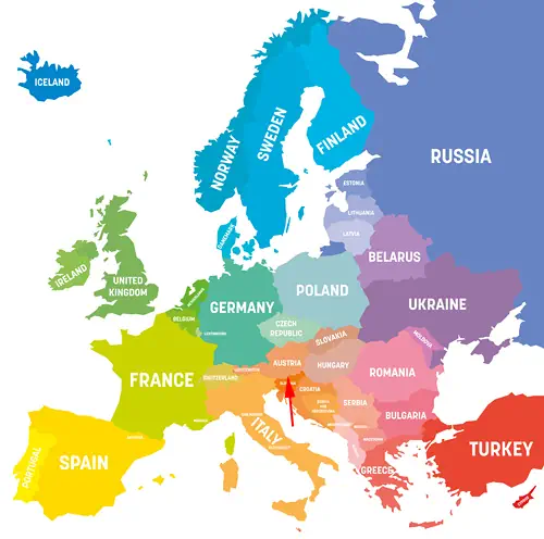 Landkarte von Europa - Österreich