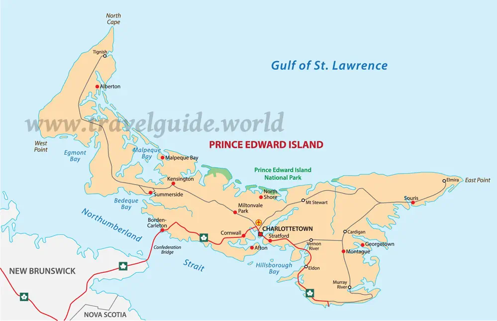 Landkarte der Provinz Prince Edward Island