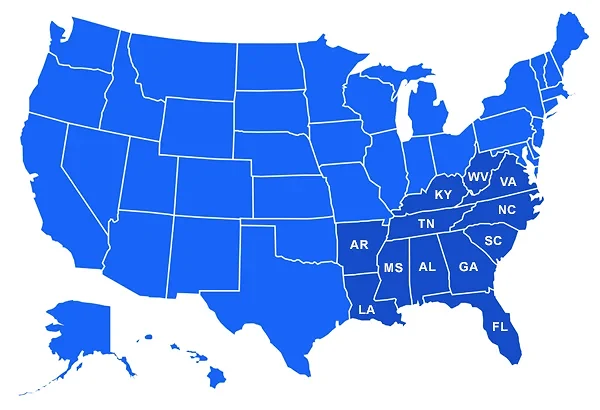 Map USA - Southern States