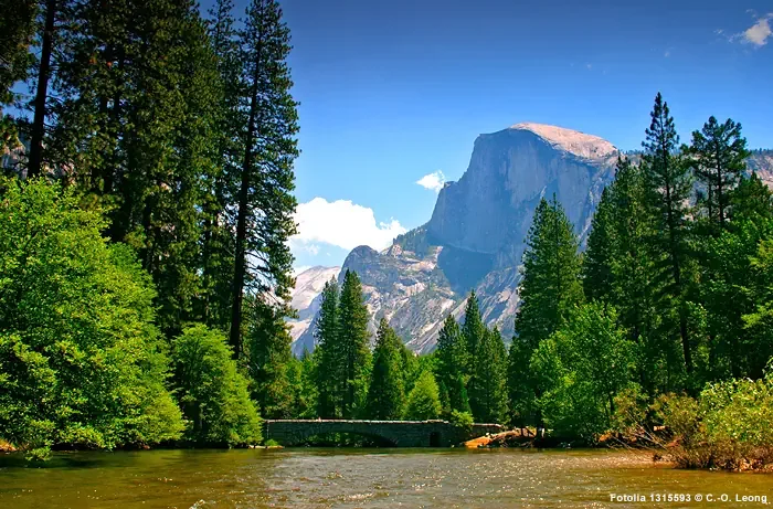 Half Dome im Yosemite Valley und Merced River