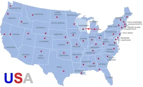 Landkarte der USA - Wisconsin - Milwaukee